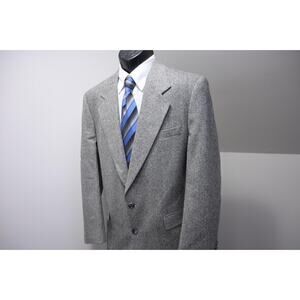 John Alexander Tweed Herringbone Wool Blazer Sports Jacket MADE IN USA Mens 40 R